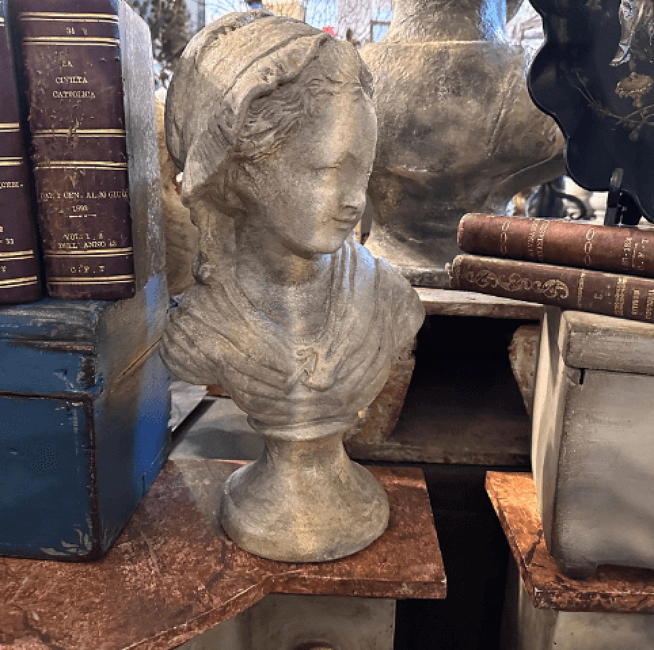 Terracotta young girl bust sculpture, 1930s 14