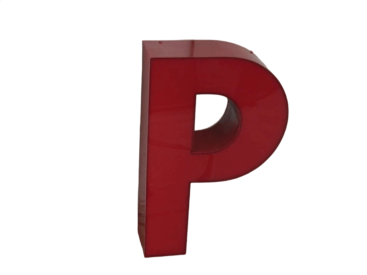 Lettera P in plastica rossa, anni '70 8