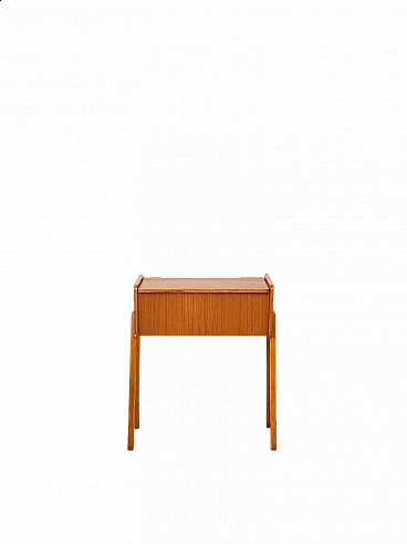 Tavolino da cucito in teak con vano contenitore, anni '60