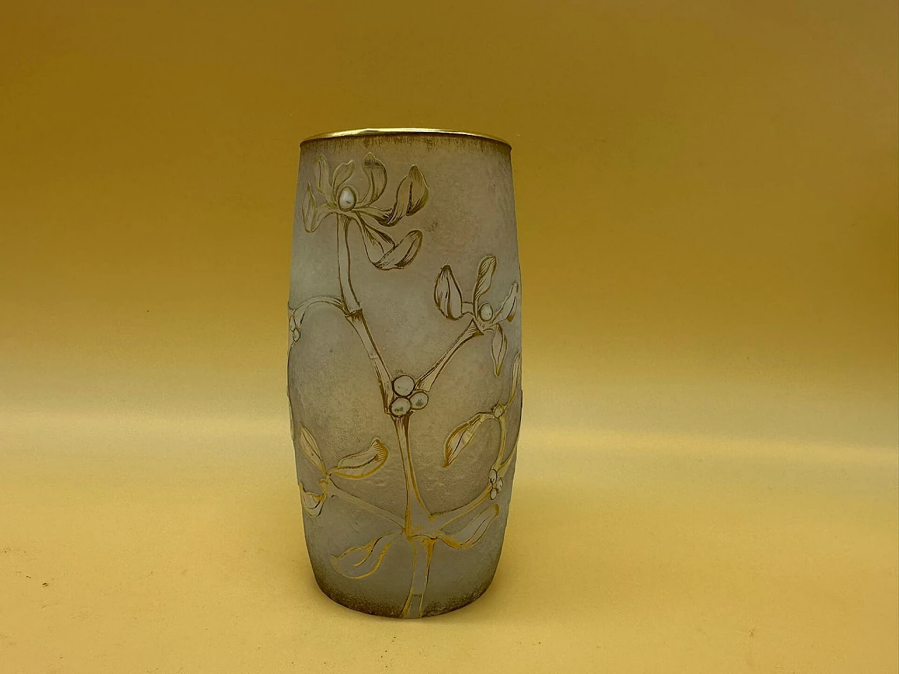 Vaso in vetro con foglie di vischio di Daum, inizio '900 3