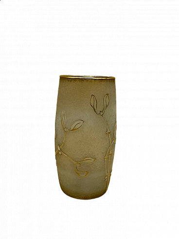 Vaso in vetro con foglie di vischio di Daum, inizio '900