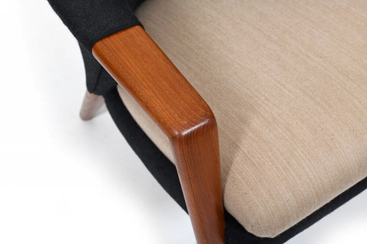 Danish solid teak armchair with upholstery, 1960s 10