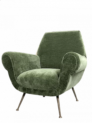 Green velvet armchair by Gigi Radice, 1950s