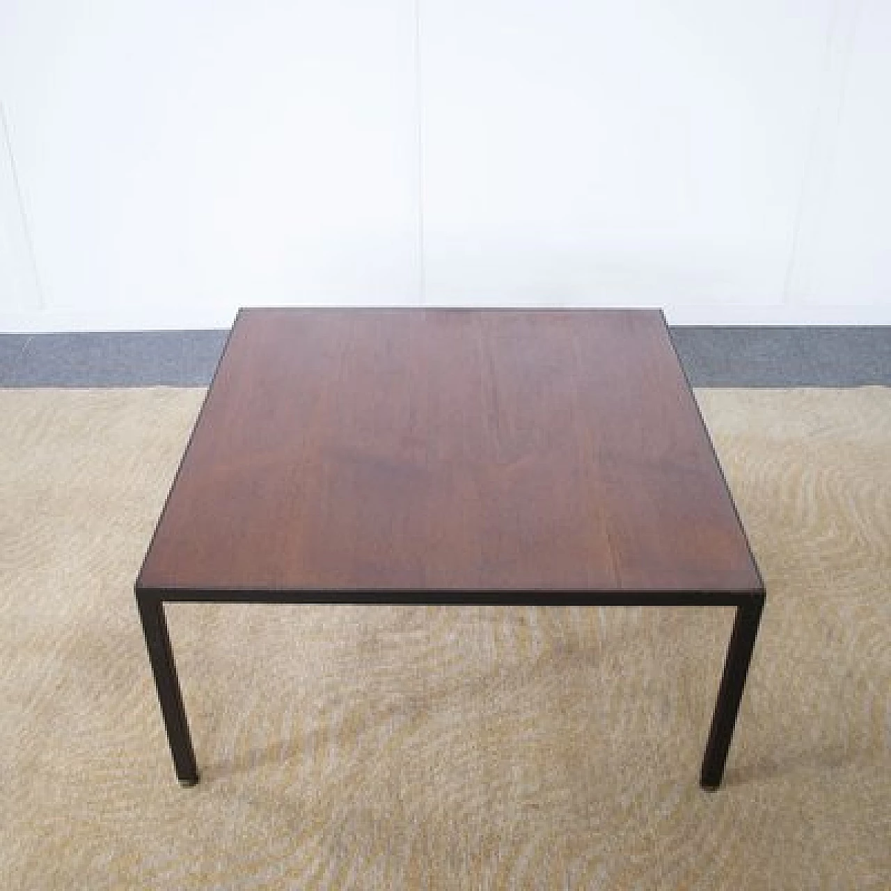 Square metal coffee table with walnut top, 1960s 5