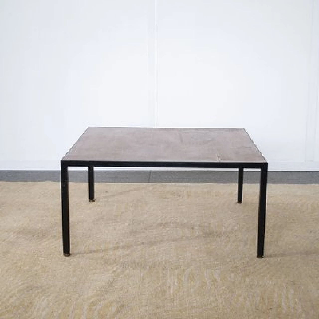 Square metal coffee table with walnut top, 1960s 7