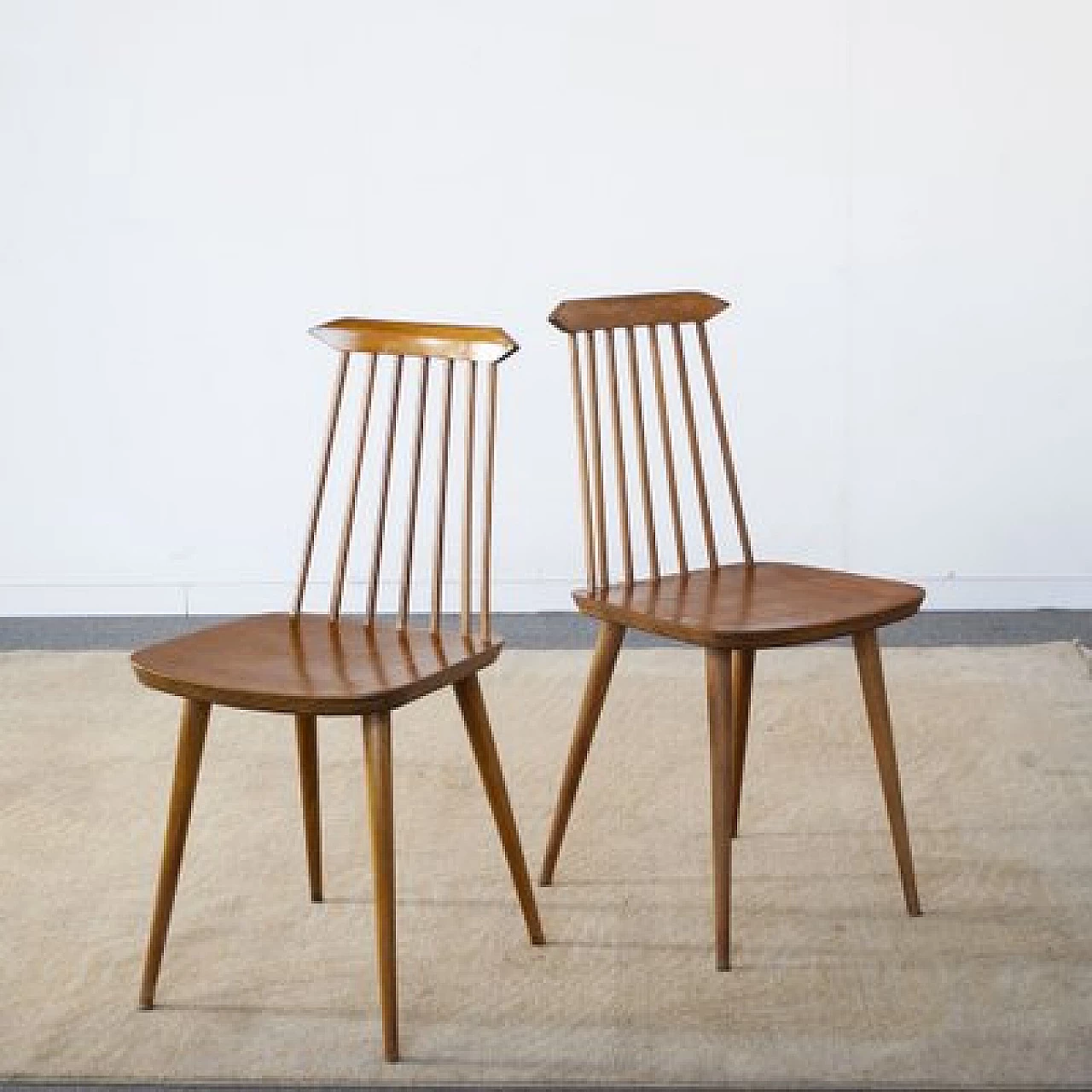 6 Pear wood chairs in the style of Folke Pålsson, 1960s 1
