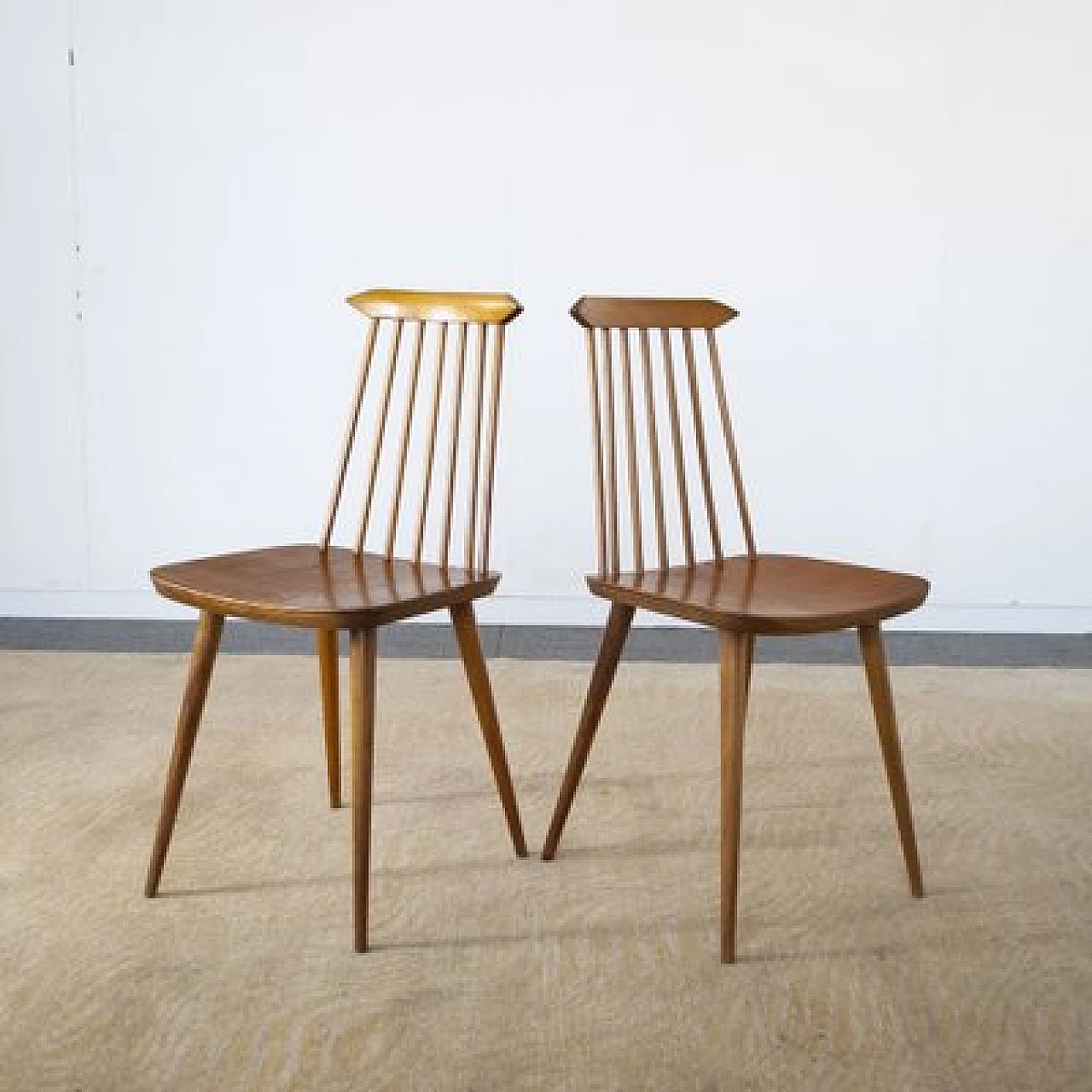 6 Pear wood chairs in the style of Folke Pålsson, 1960s 9