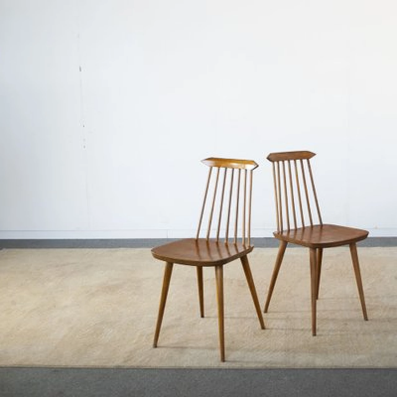 6 Pear wood chairs in the style of Folke Pålsson, 1960s 11