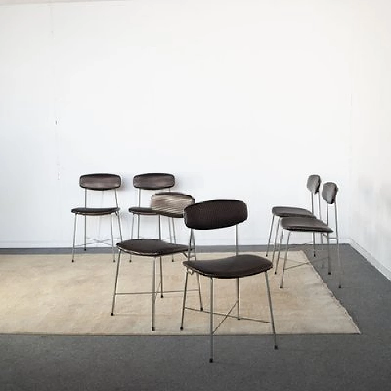 6 Bent iron and fabric chairs by George Coslin for Faram, 1960s 2