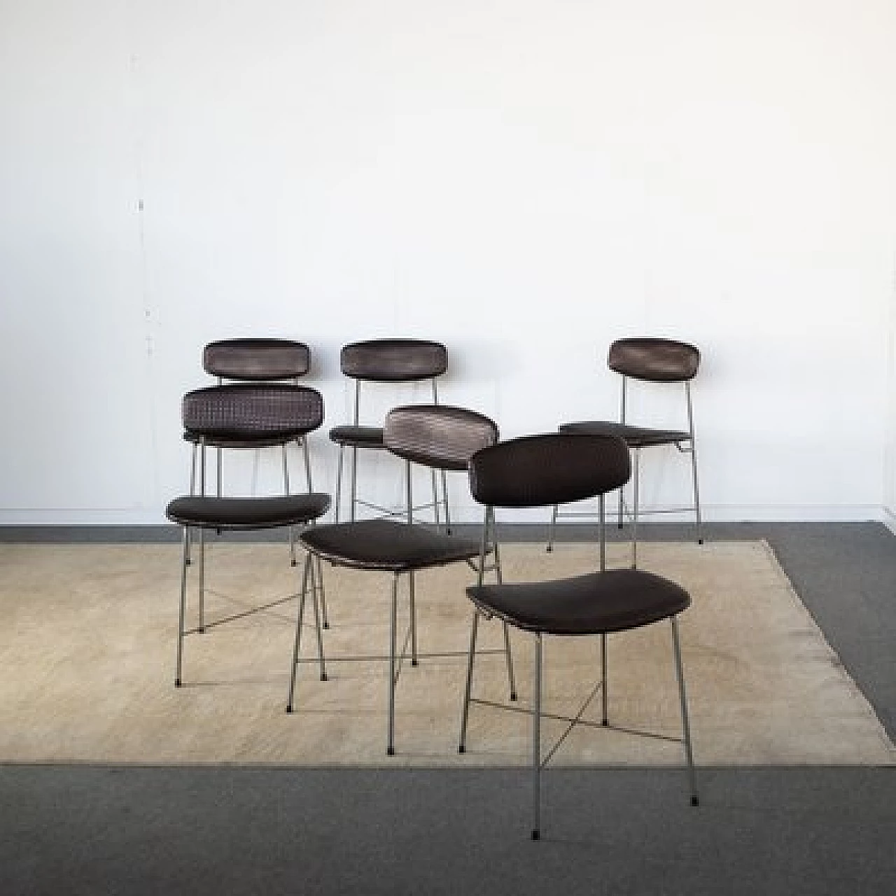 6 Bent iron and fabric chairs by George Coslin for Faram, 1960s 7