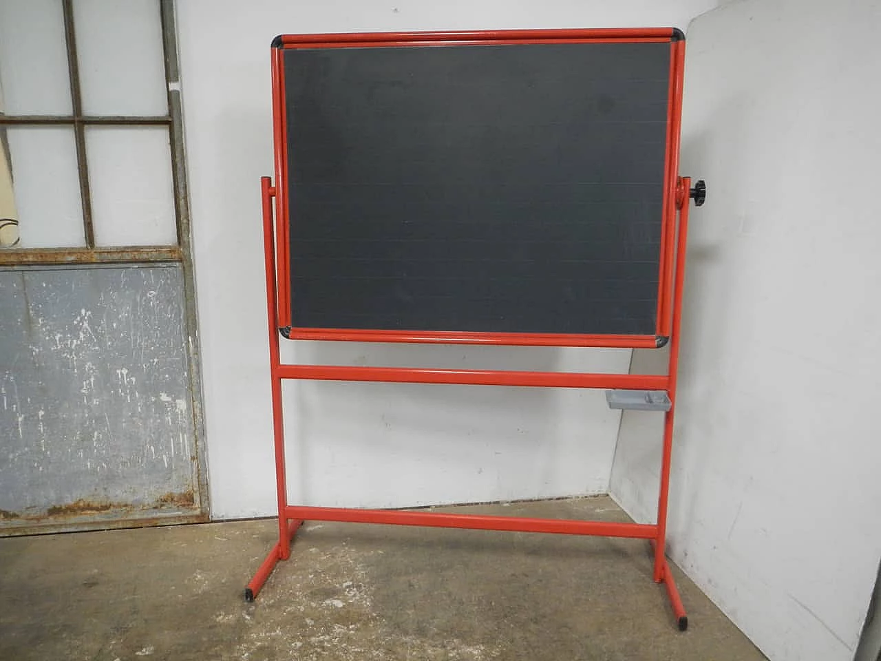 Slate school blackboard with red metal frame, 1980s 1