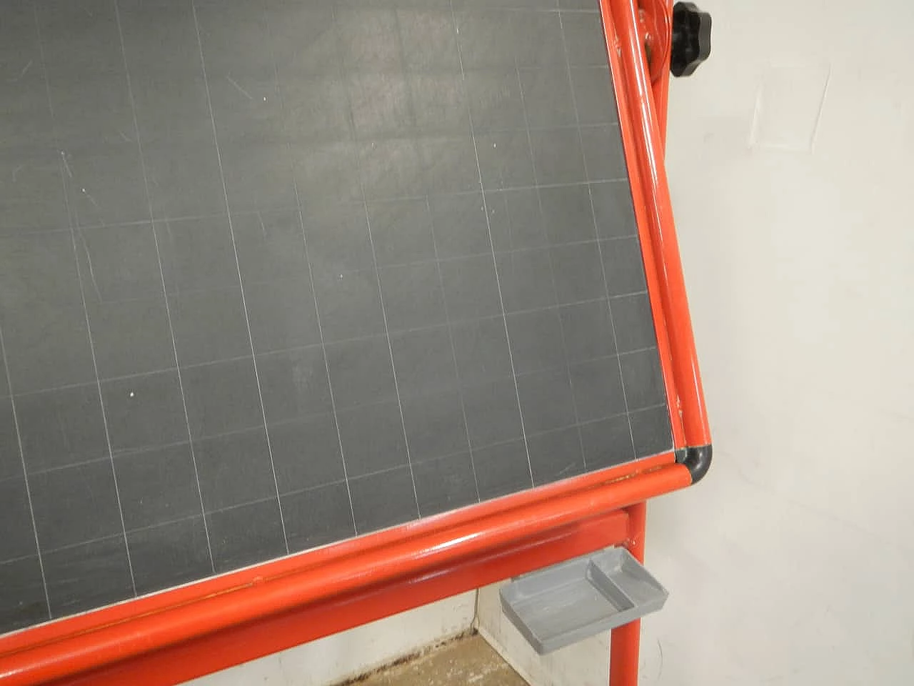 Slate school blackboard with red metal frame, 1980s 10