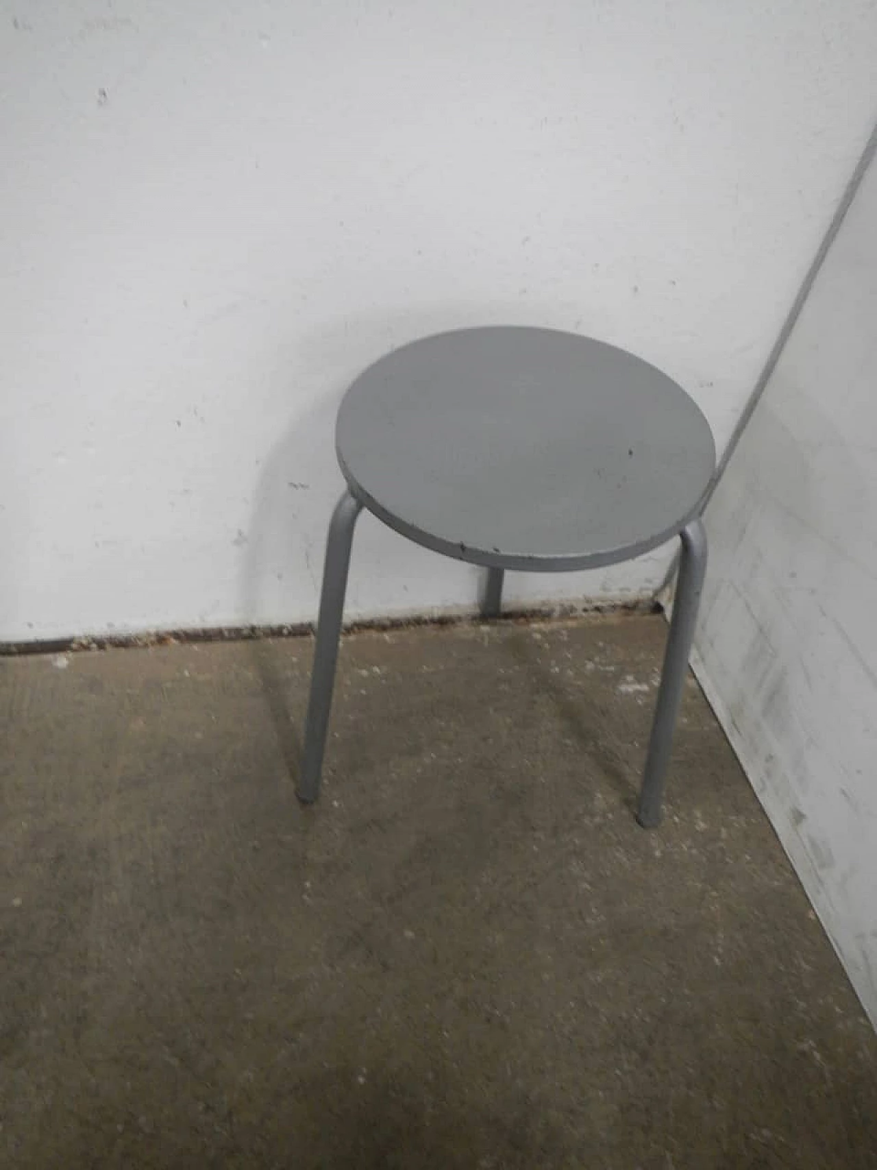 Grey painted iron stool, 1980s 2