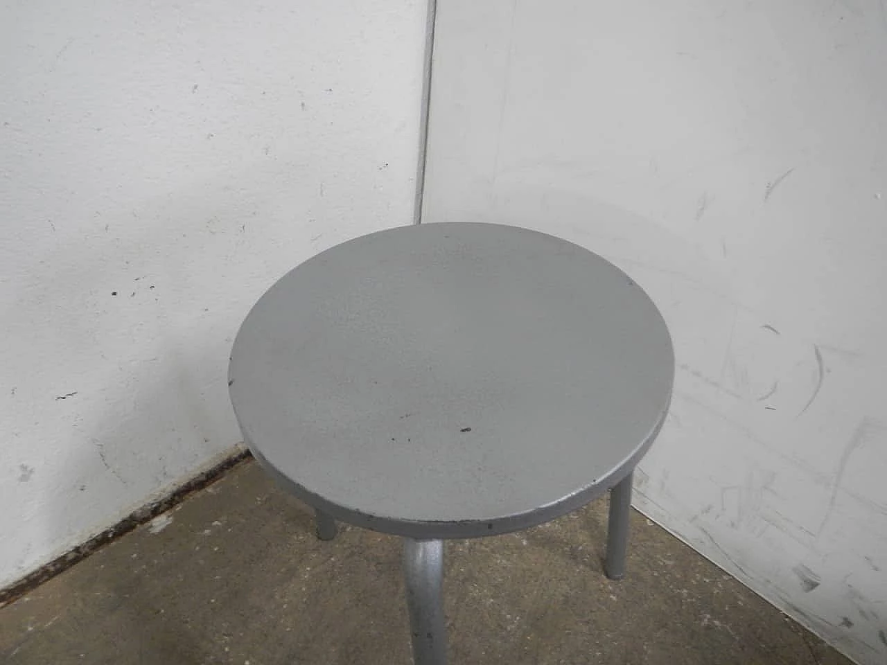 Grey painted iron stool, 1980s 3