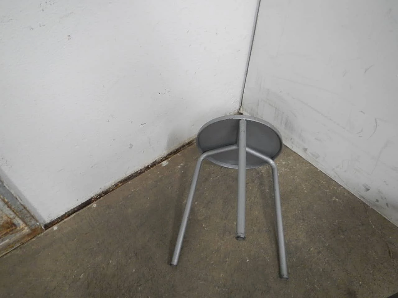 Grey painted iron stool, 1980s 4