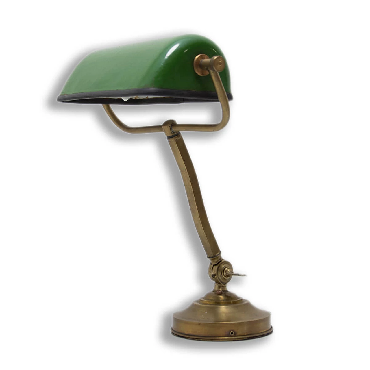 Art Deco gilded and green metal ministerial table lamp, 1930s 1