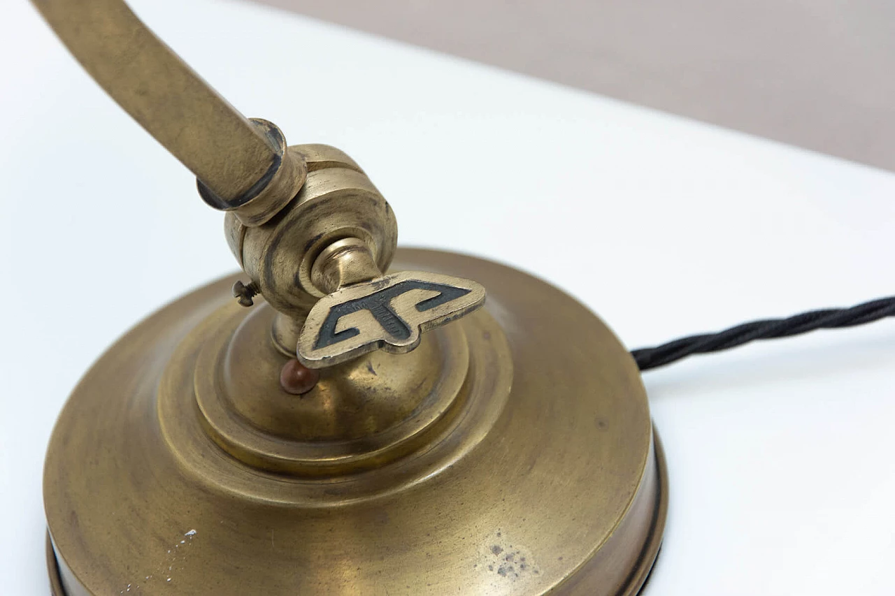 Art Deco gilded and green metal ministerial table lamp, 1930s 4