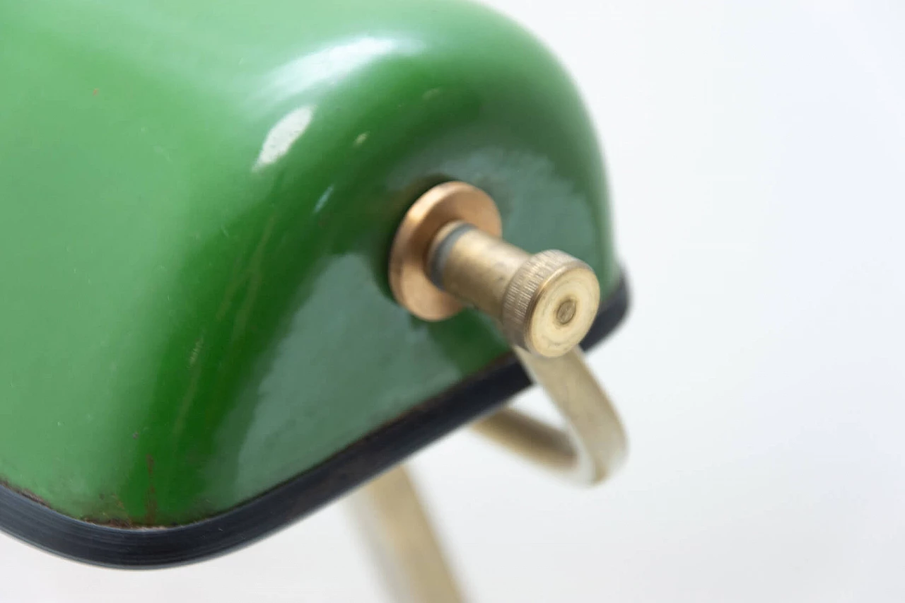 Art Deco gilded and green metal ministerial table lamp, 1930s 5