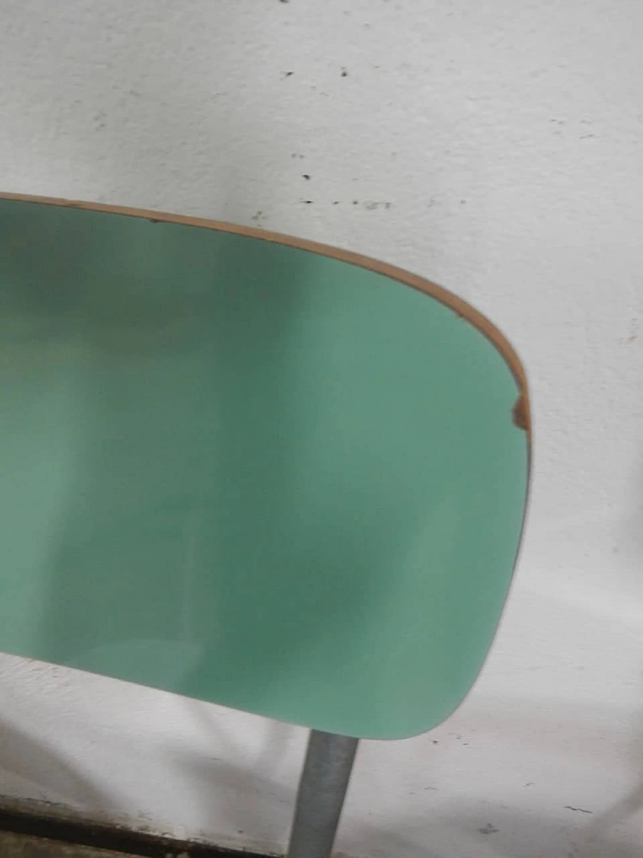 6 Green formica chairs with metal frame, 1960s 11