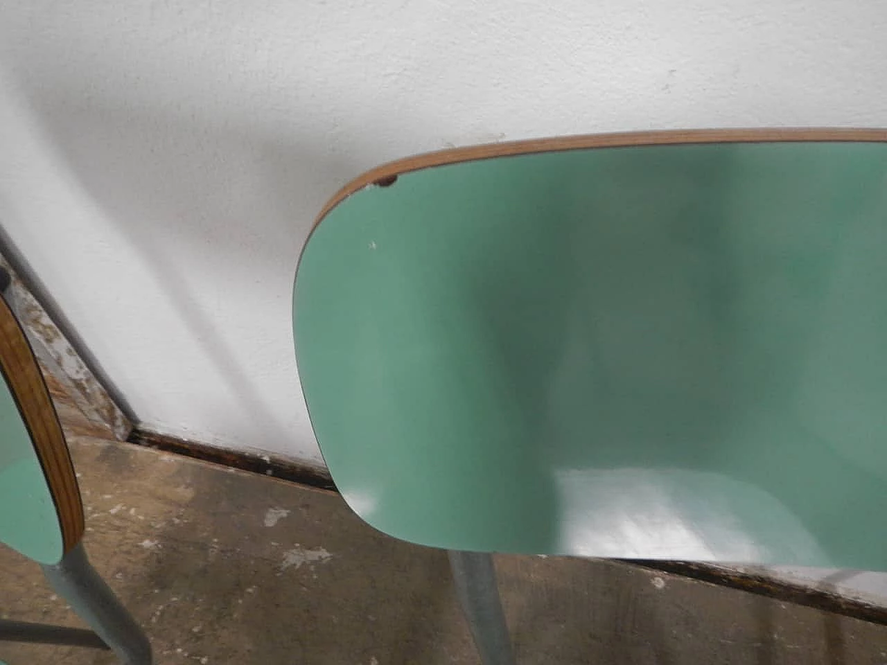 4 Chairs in green formica and metal, 1960s 11