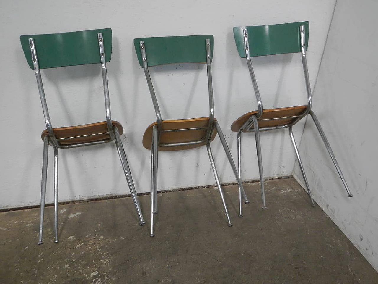 6 Chairs in green formica and metal, 1950s 4