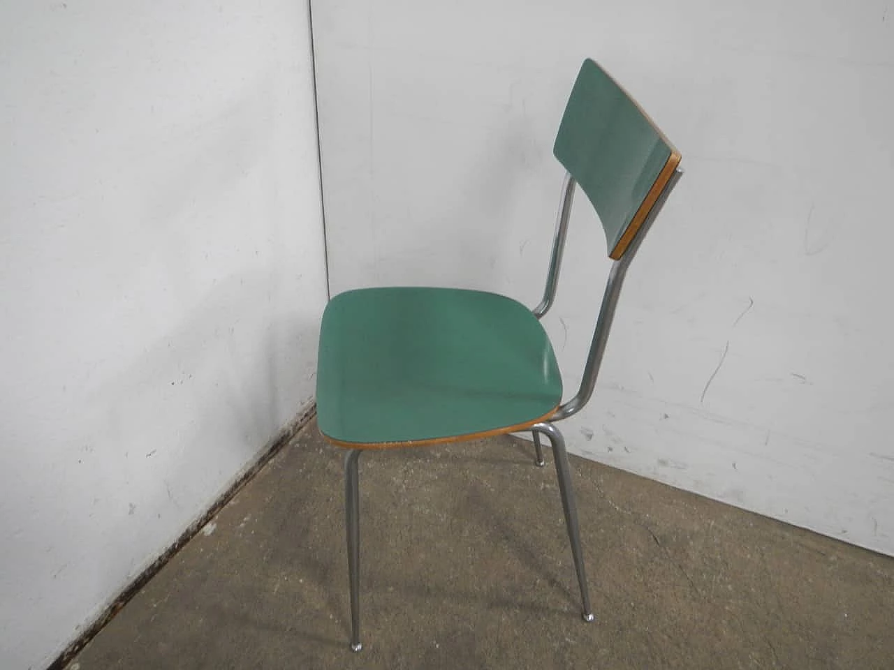 6 Chairs in green formica and metal, 1950s 8