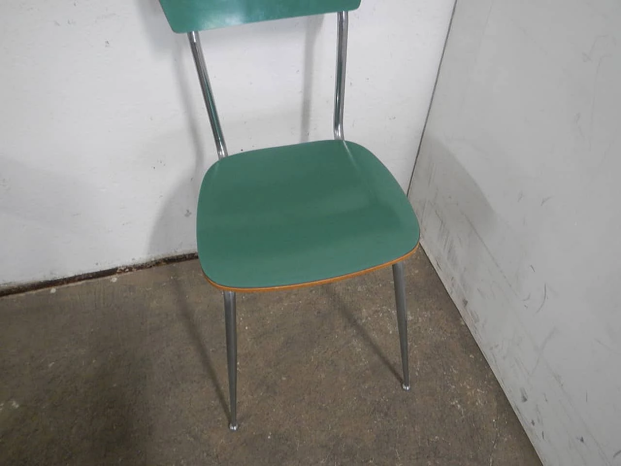 6 Chairs in green formica and metal, 1950s 10