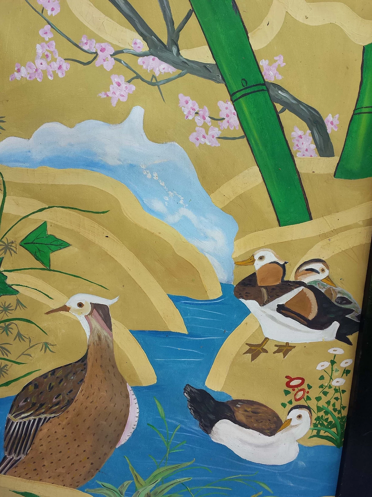 Paravento stile Naïf in legno dipinto, '800 5