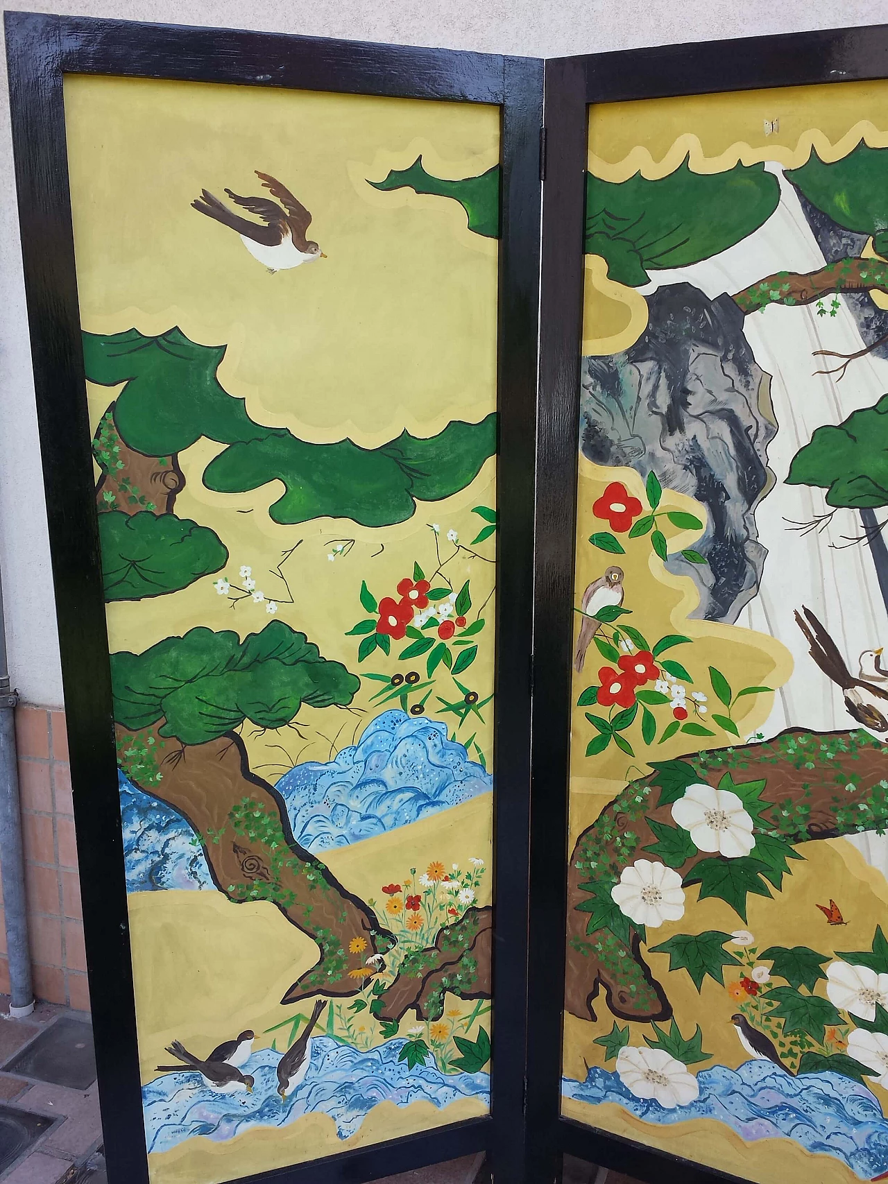 Paravento stile Naïf in legno dipinto, '800 7