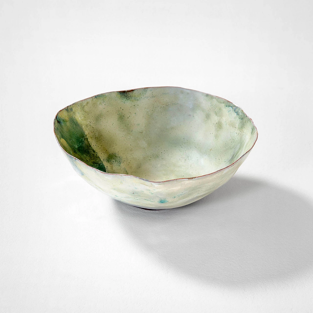 Green glazed ceramic decorative bowl by Fausto Melotti, 1950s 1