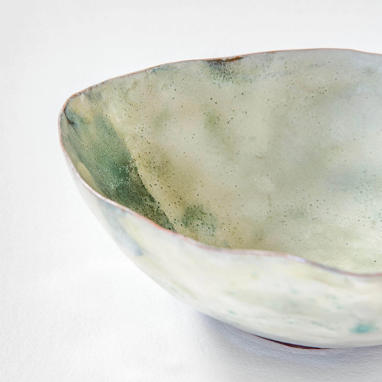 Green glazed ceramic decorative bowl by Fausto Melotti, 1950s 4