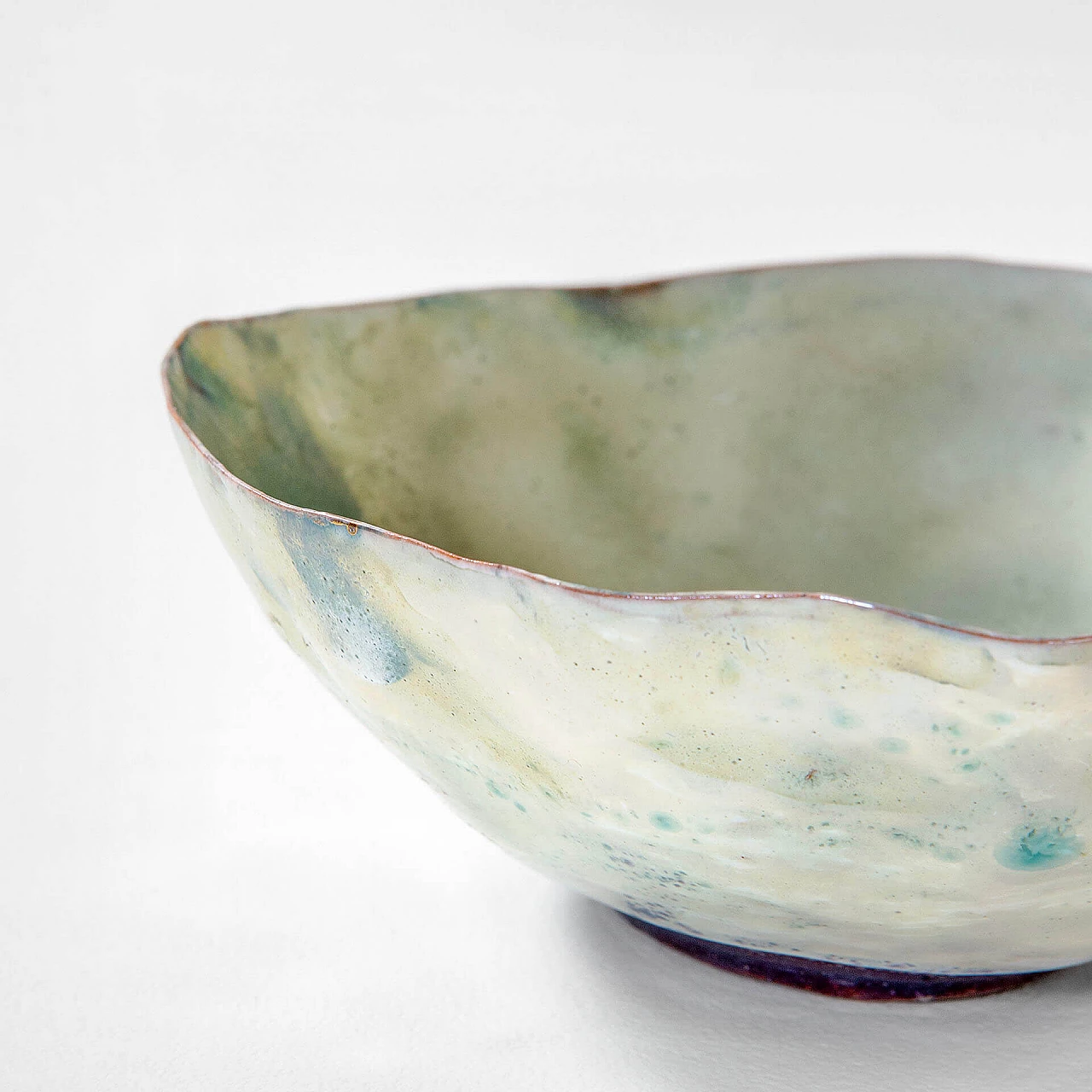 Green glazed ceramic decorative bowl by Fausto Melotti, 1950s 5