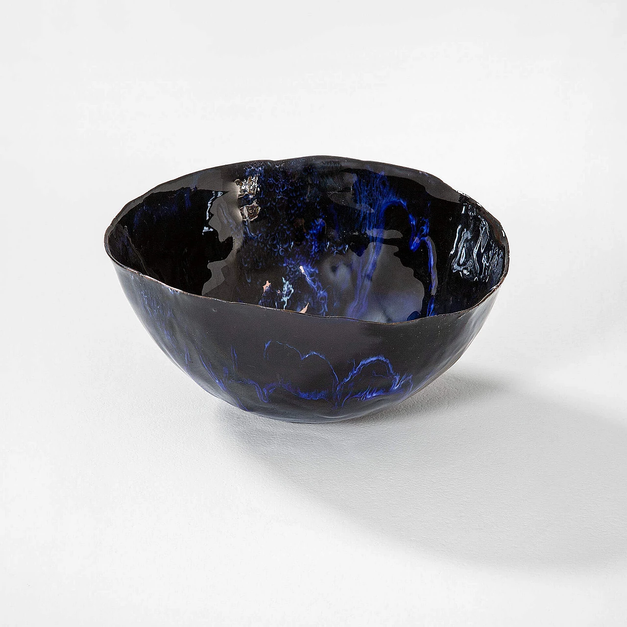 Blue glazed ceramic decorative bowl by Fausto Melotti, 1960s 1