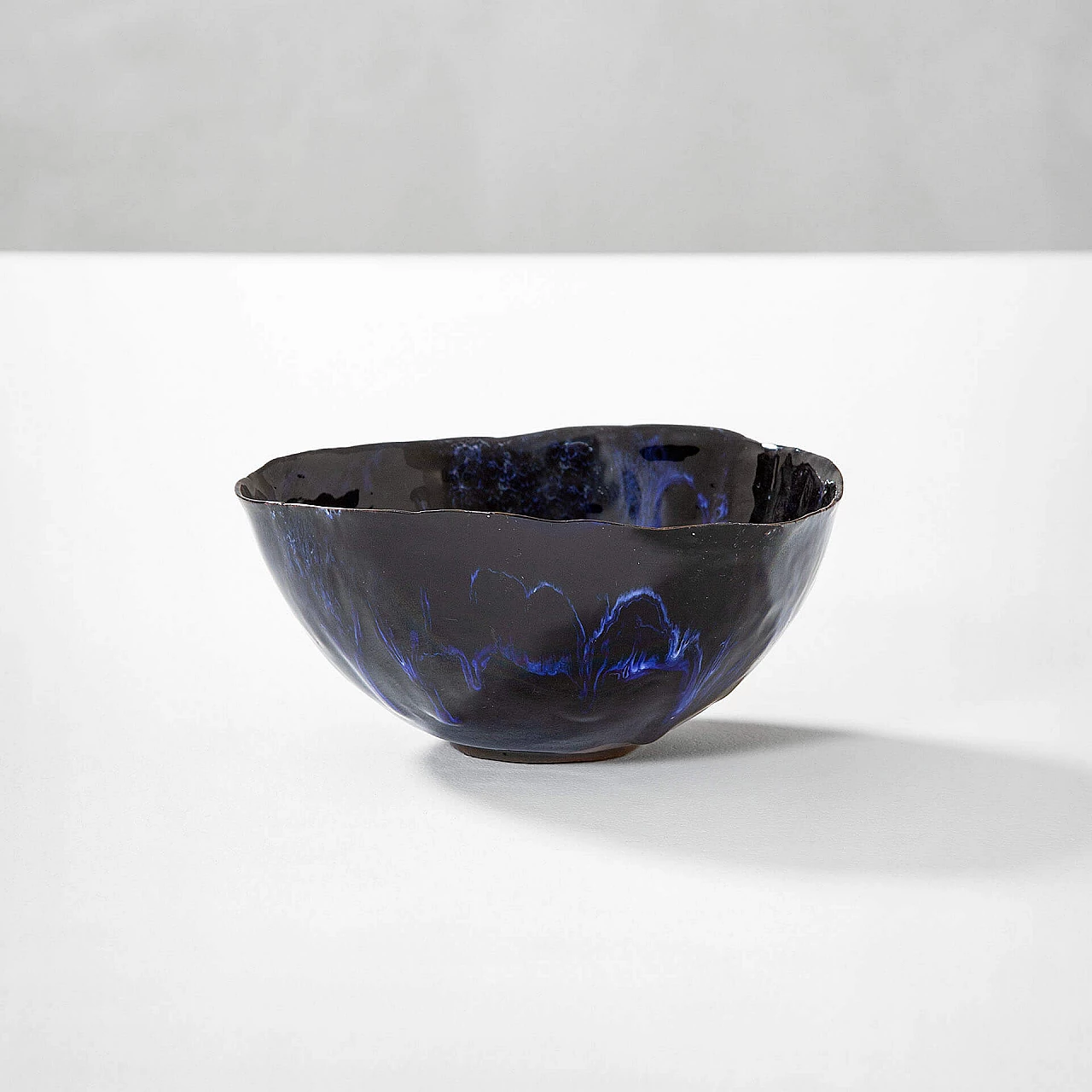 Blue glazed ceramic decorative bowl by Fausto Melotti, 1960s 2