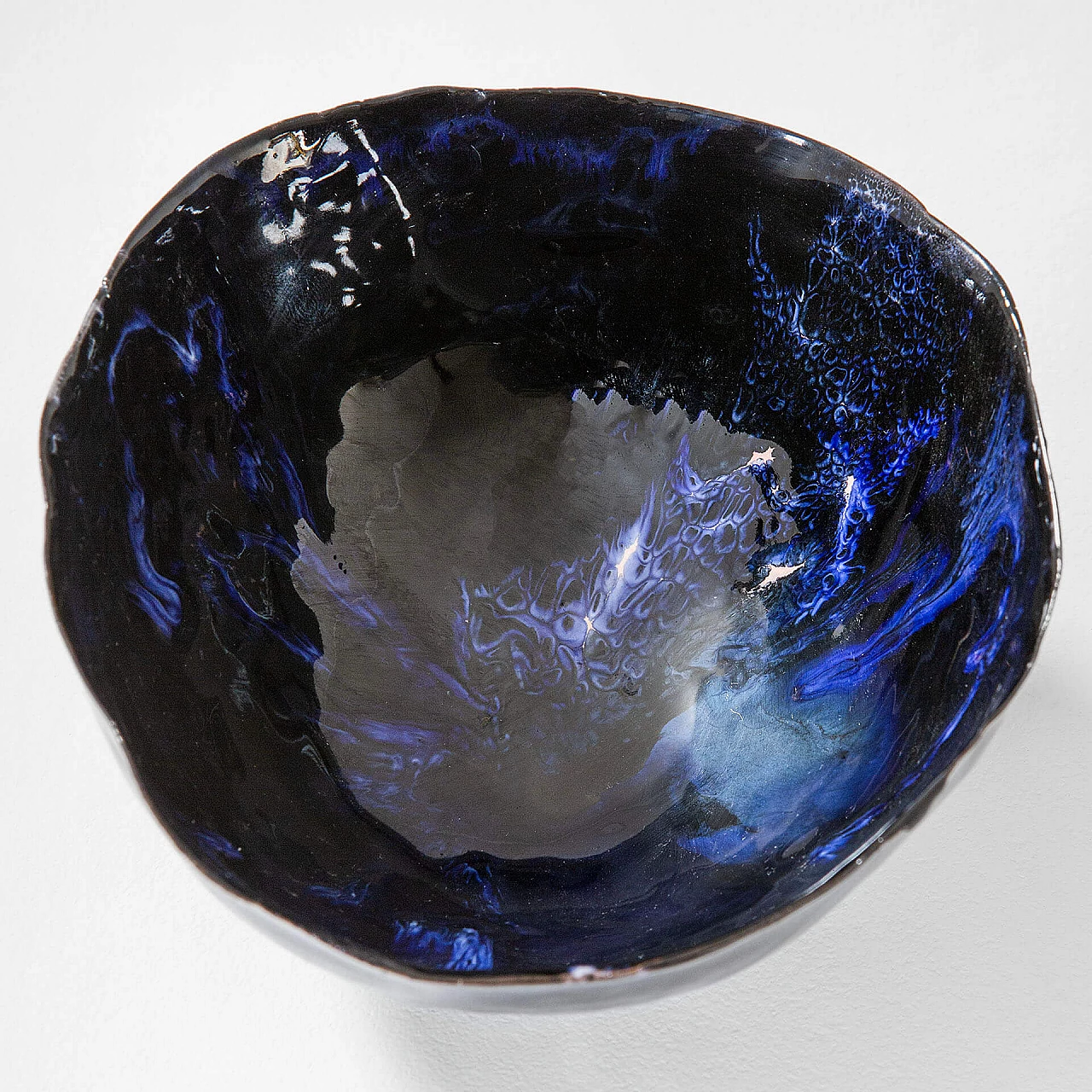 Blue glazed ceramic decorative bowl by Fausto Melotti, 1960s 4