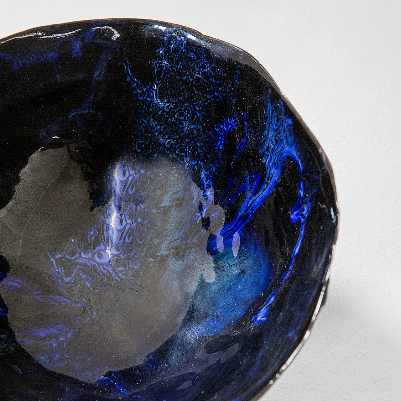 Blue glazed ceramic decorative bowl by Fausto Melotti, 1960s 5