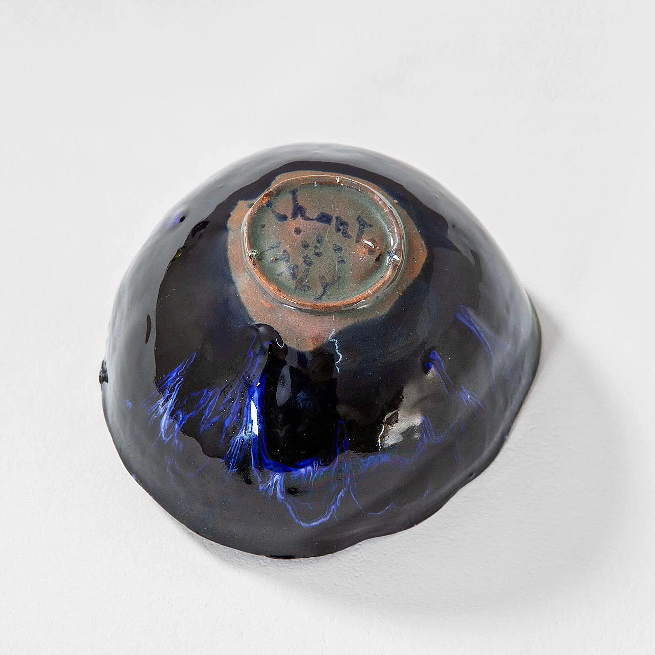 Blue glazed ceramic decorative bowl by Fausto Melotti, 1960s 6