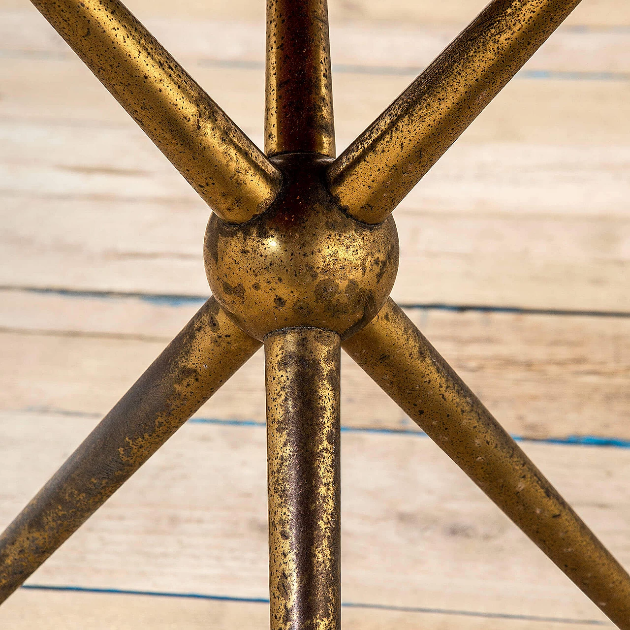 Brass, wood and glass tripod table by Osvaldo Borsani for ABV, 1950s 5