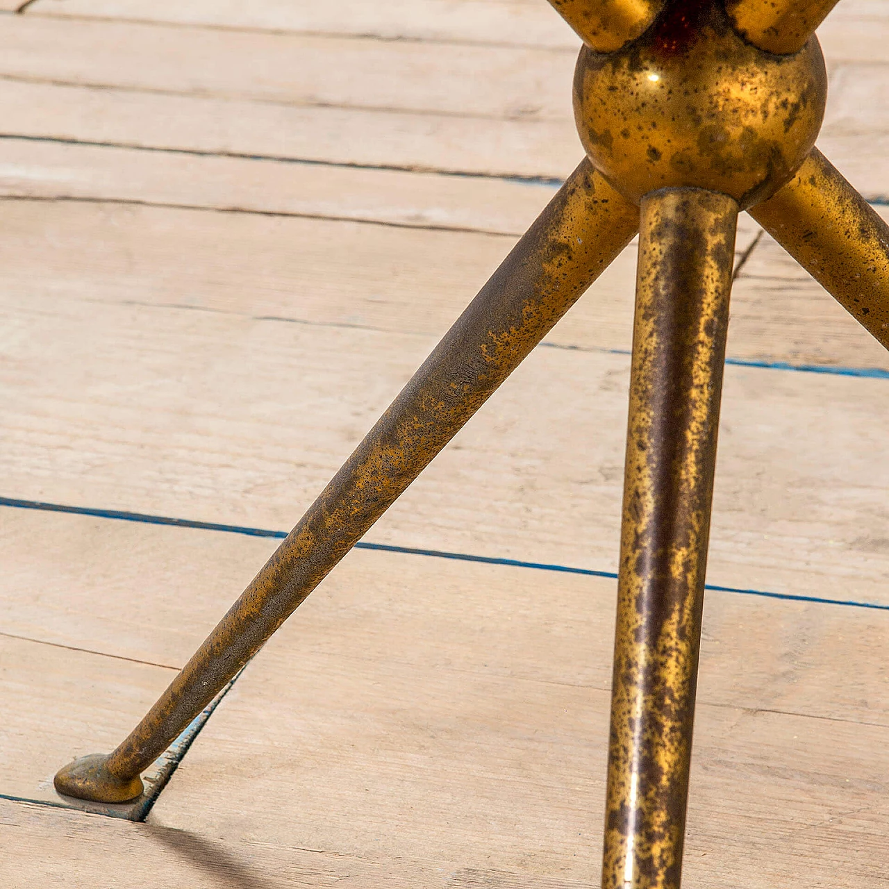 Brass, wood and glass tripod table by Osvaldo Borsani for ABV, 1950s 6