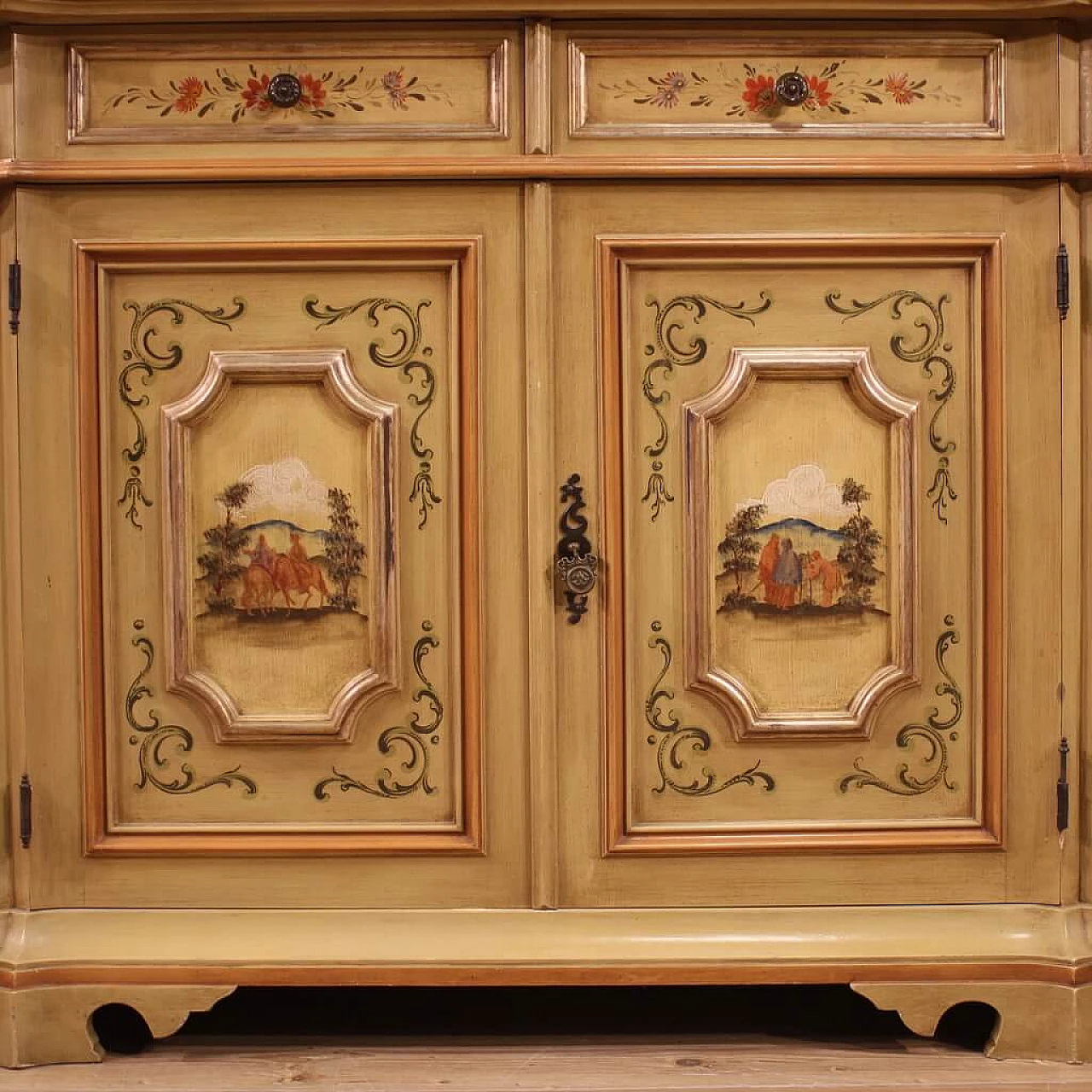 Carved, lacquered, silver-plated and hand-painted sideboard, 1960s 6