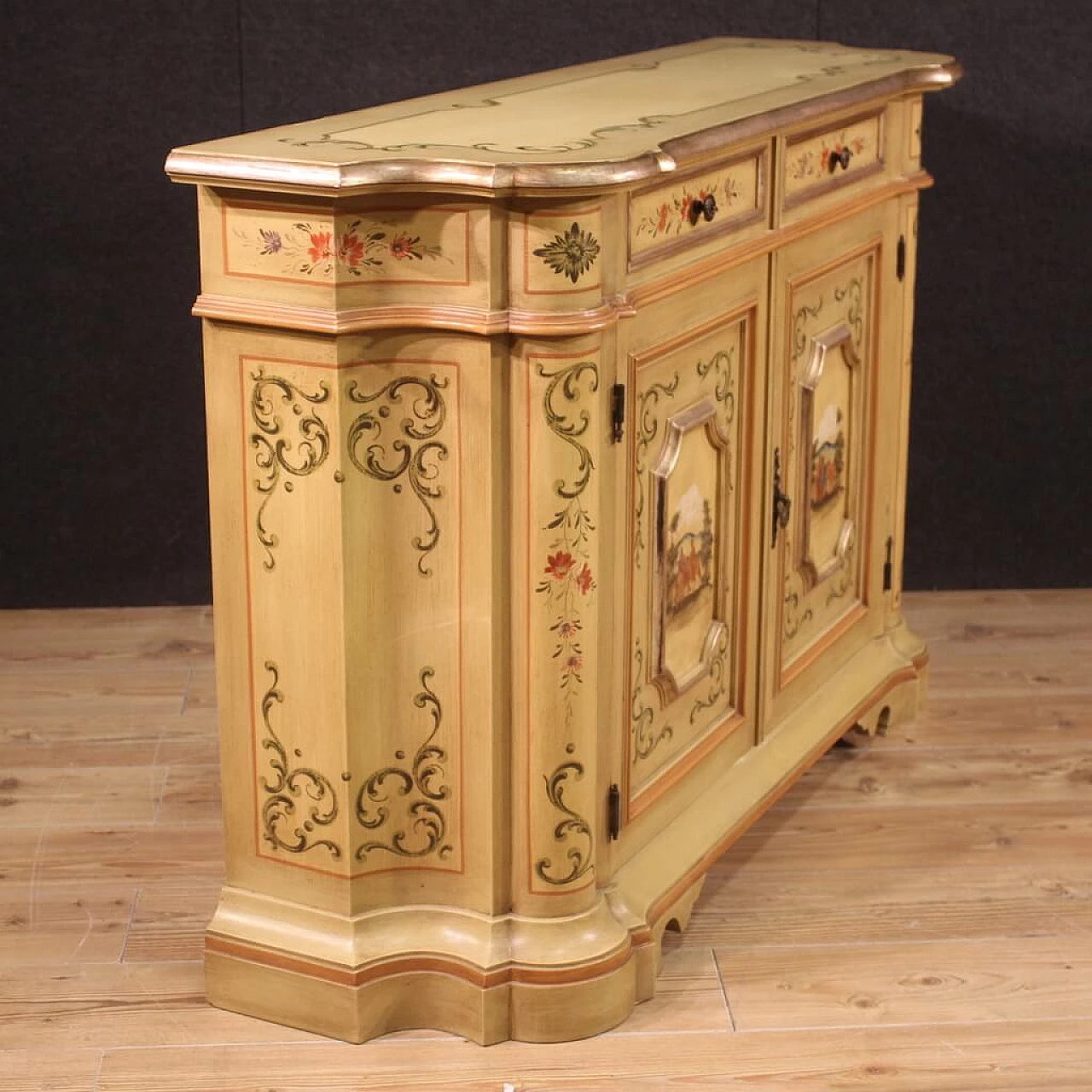 Carved, lacquered, silver-plated and hand-painted sideboard, 1960s 11