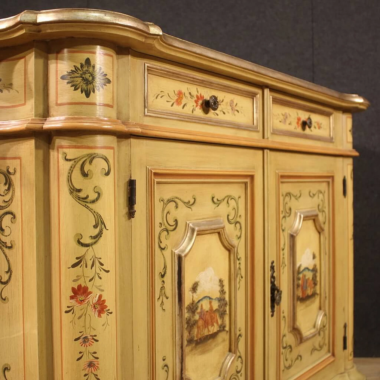 Carved, lacquered, silver-plated and hand-painted sideboard, 1960s 12