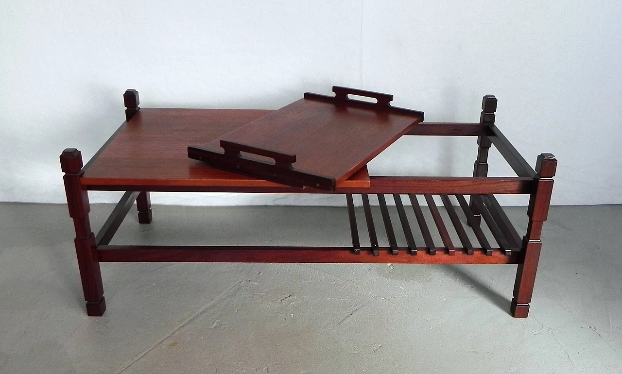 Wooden coffee table with pull-out tray, 1960s 2