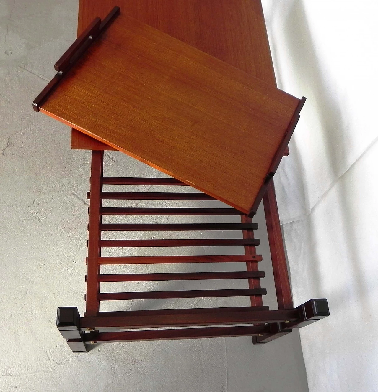 Wooden coffee table with pull-out tray, 1960s 5