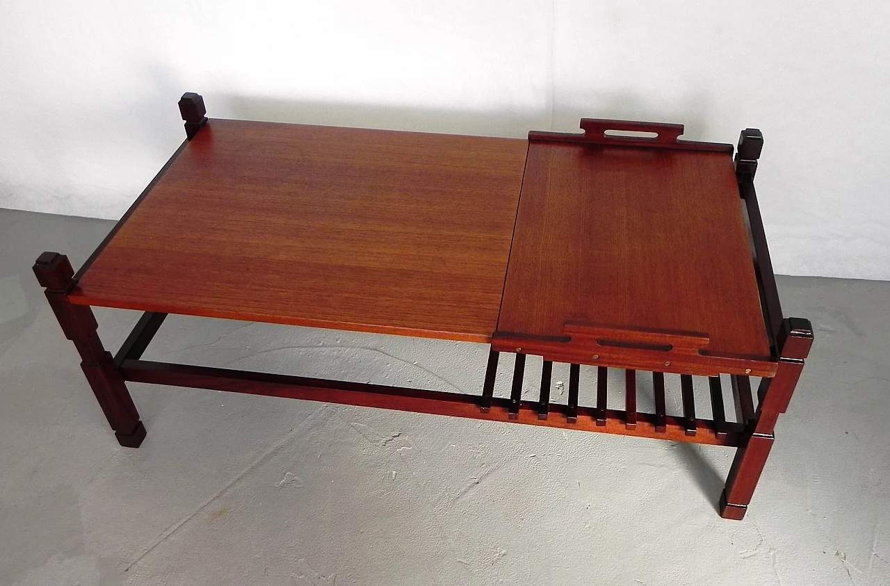 Wooden coffee table with pull-out tray, 1960s 6