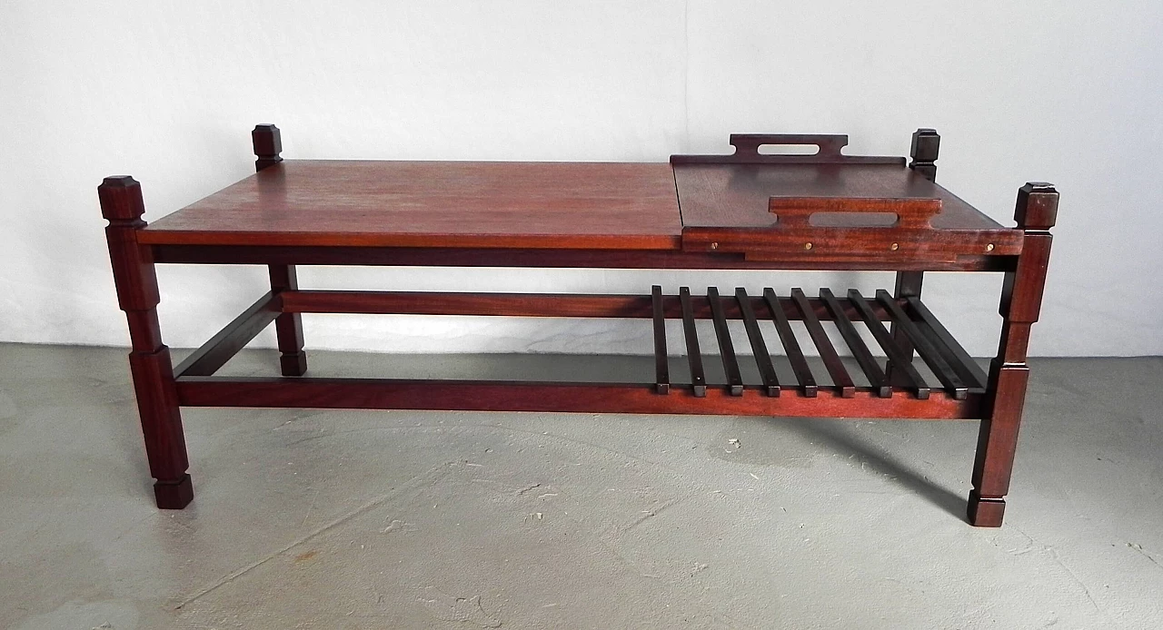 Wooden coffee table with pull-out tray, 1960s 7