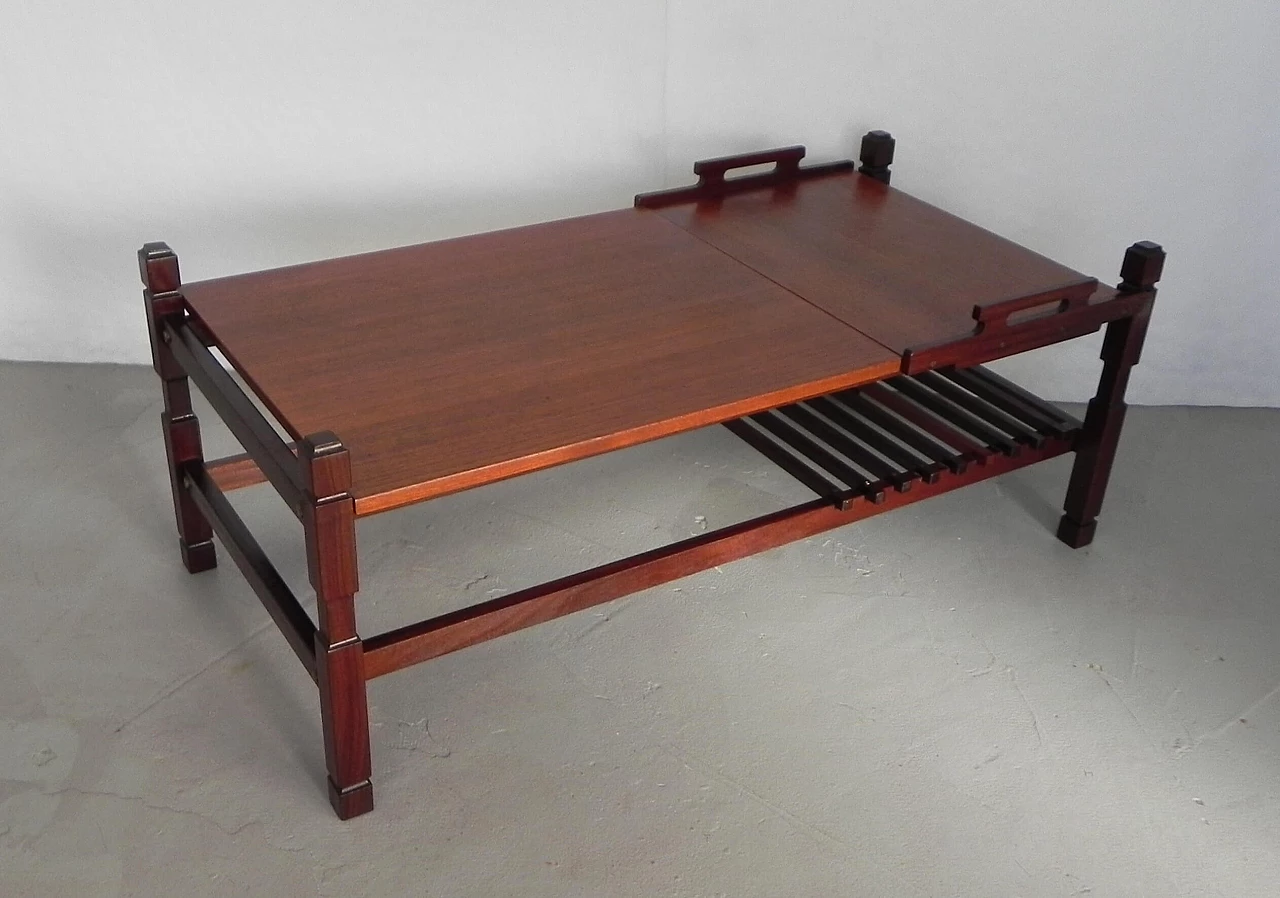 Wooden coffee table with pull-out tray, 1960s 8