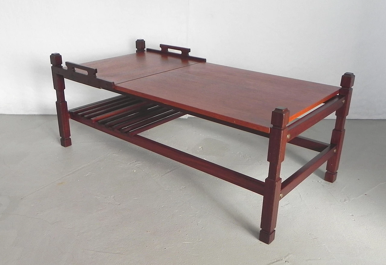 Wooden coffee table with pull-out tray, 1960s 12