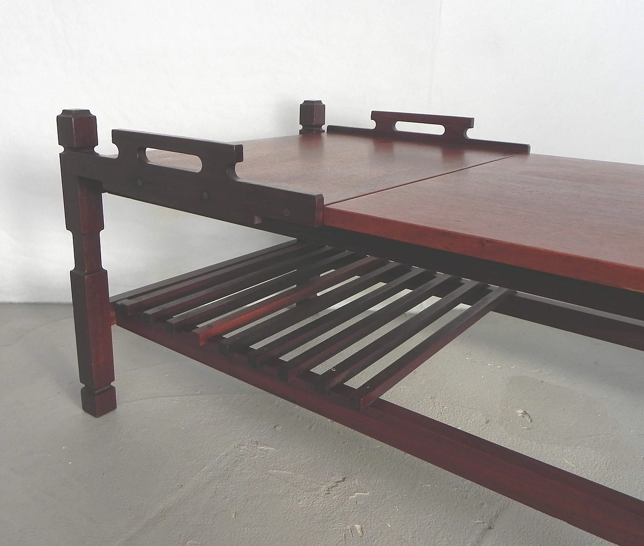 Wooden coffee table with pull-out tray, 1960s 13