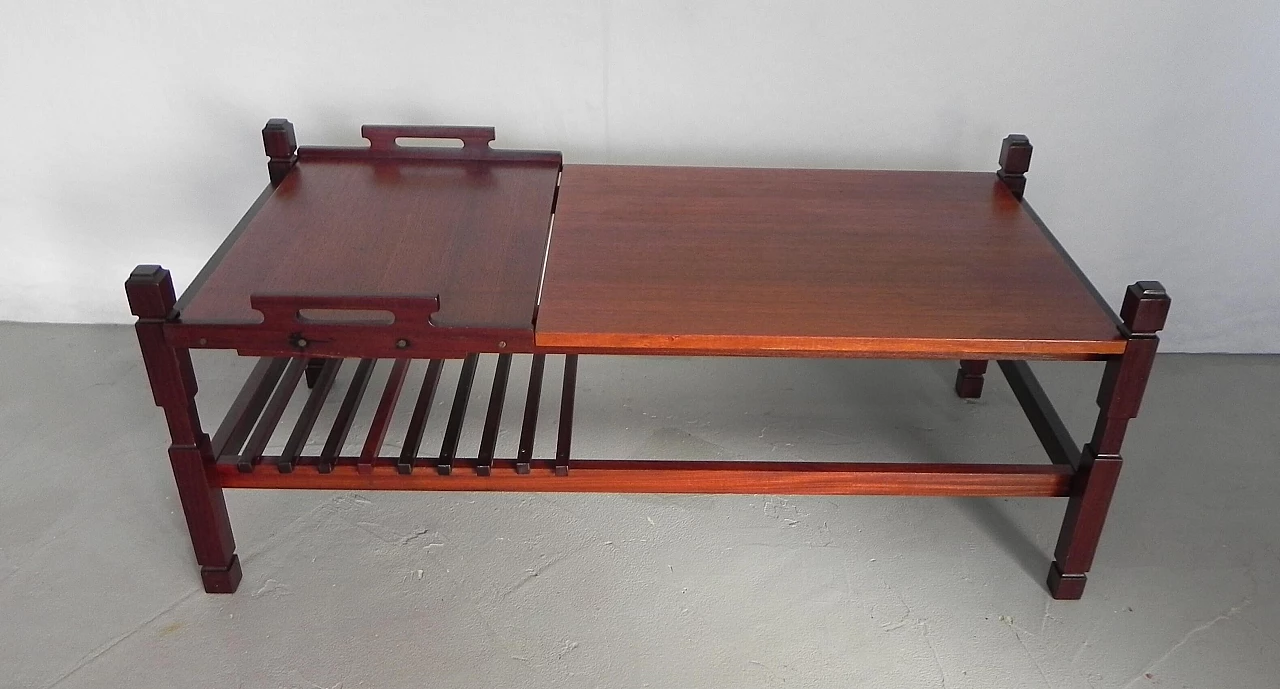 Wooden coffee table with pull-out tray, 1960s 14
